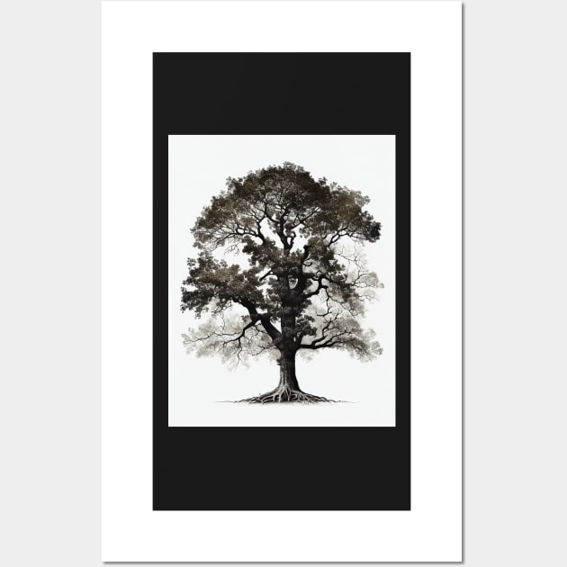 Nordic Minimalist Antique Oak Tree Art Printable Wall Art by Abili-Tees